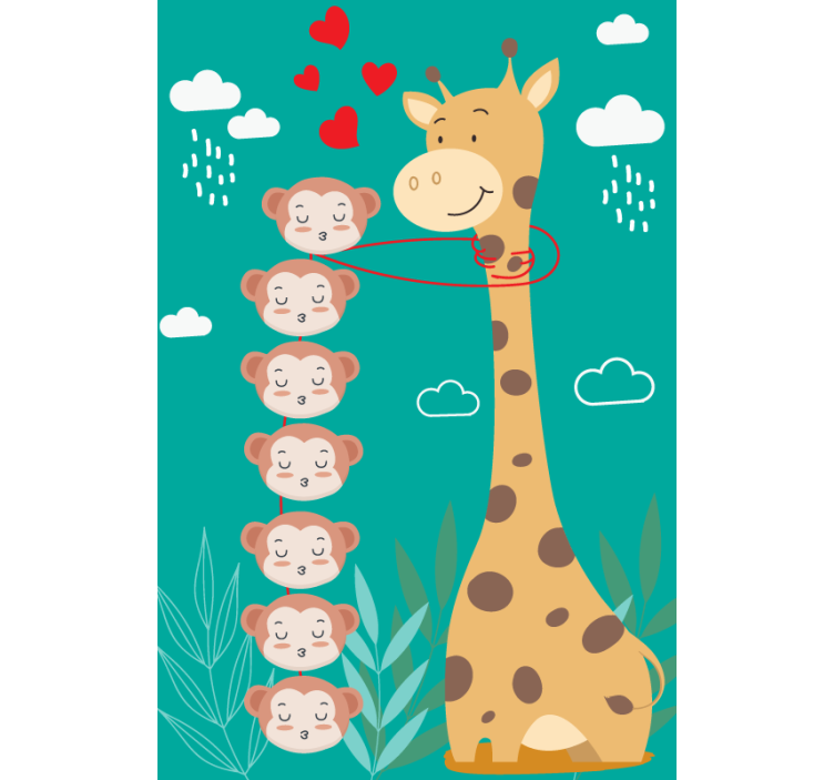 Giraffe Monkey Love animals blind - TenStickers
