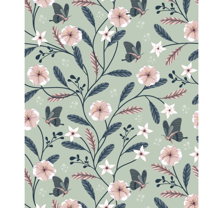 Floral Butterfly Patterns blind flowers and plants - TenStickers