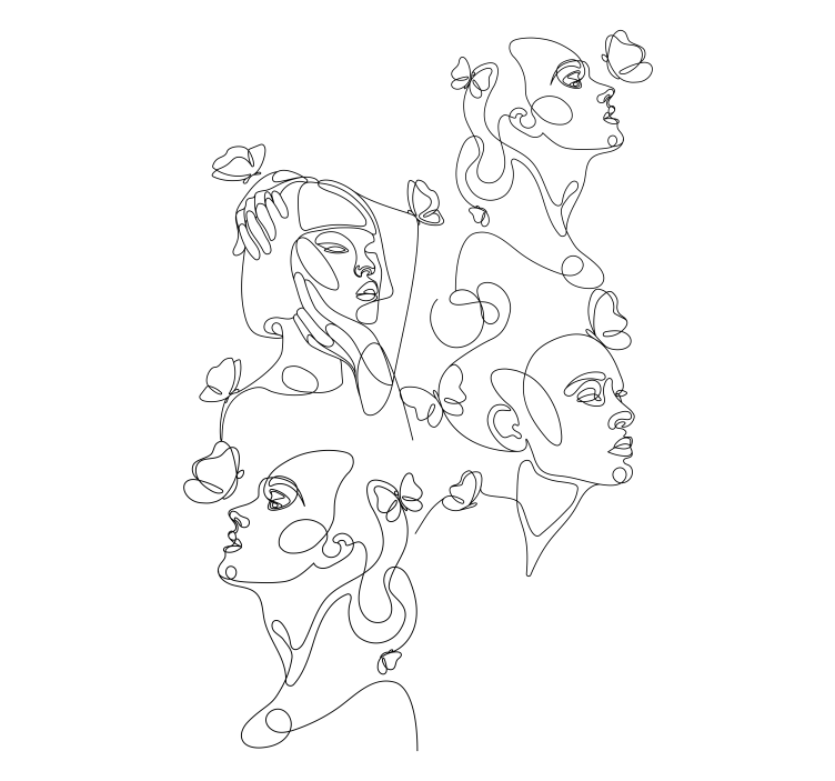 Line Art Faces art deco blind - TenStickers