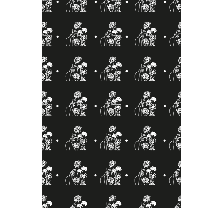 Black and White Silhouette floral roller blind - TenStickers