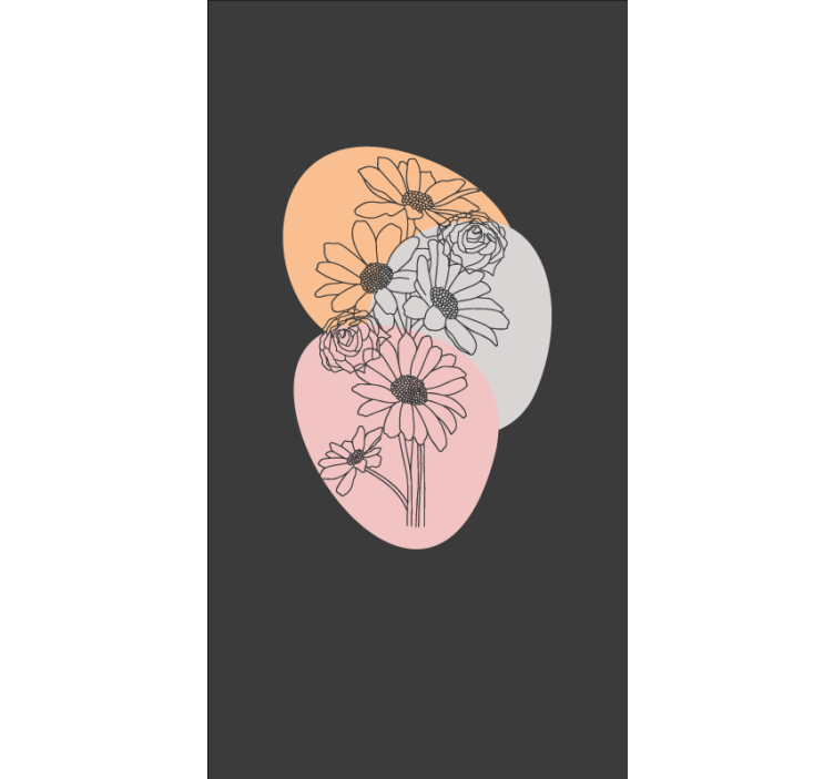 Bouquet sunflowers roses line art Flower blind - TenStickers