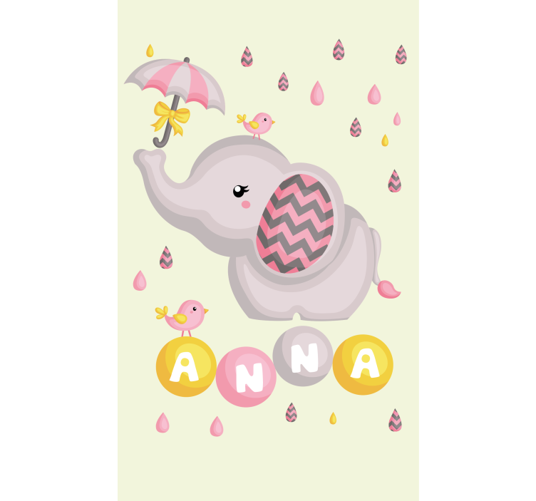 Baby elephant with name and umbrella blind children - TenStickers