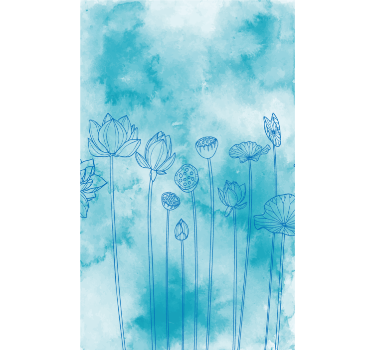 Lotus Blue Pattern blind flowers and plants - TenStickers