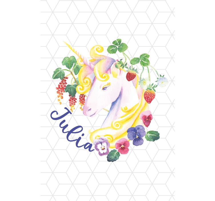 Floral unicorn with name blind children - TenStickers