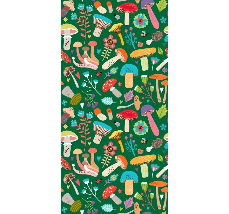 Vibrant Mushroom Motif blind flowers and plants - TenStickers