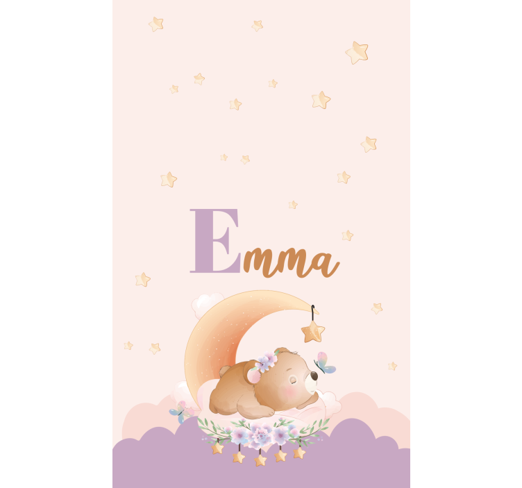 Sleeping bear with name blind children - TenStickers