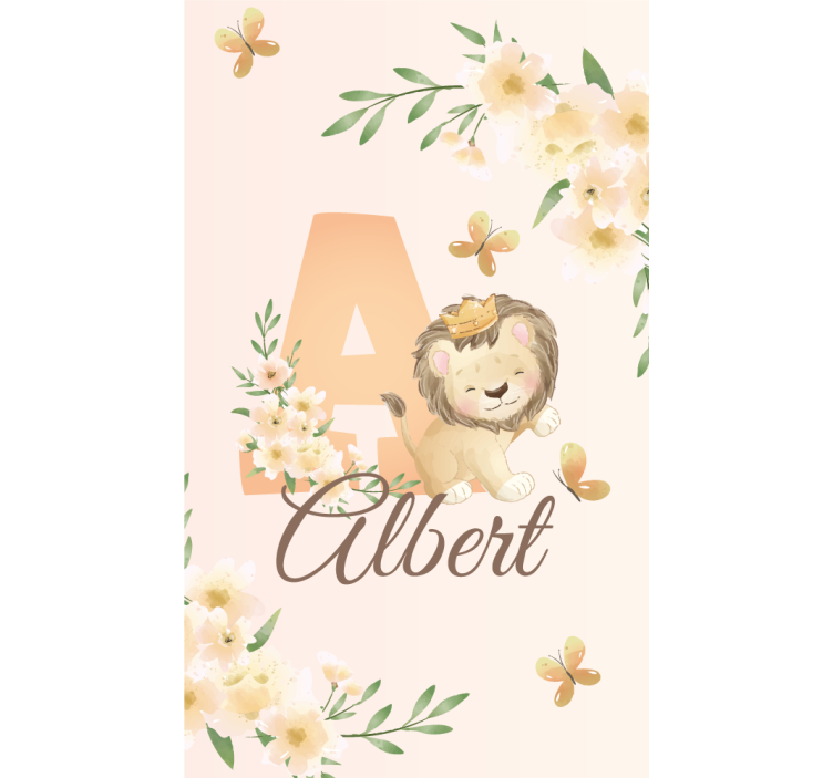 Baby lion with name and initial blind children - TenStickers