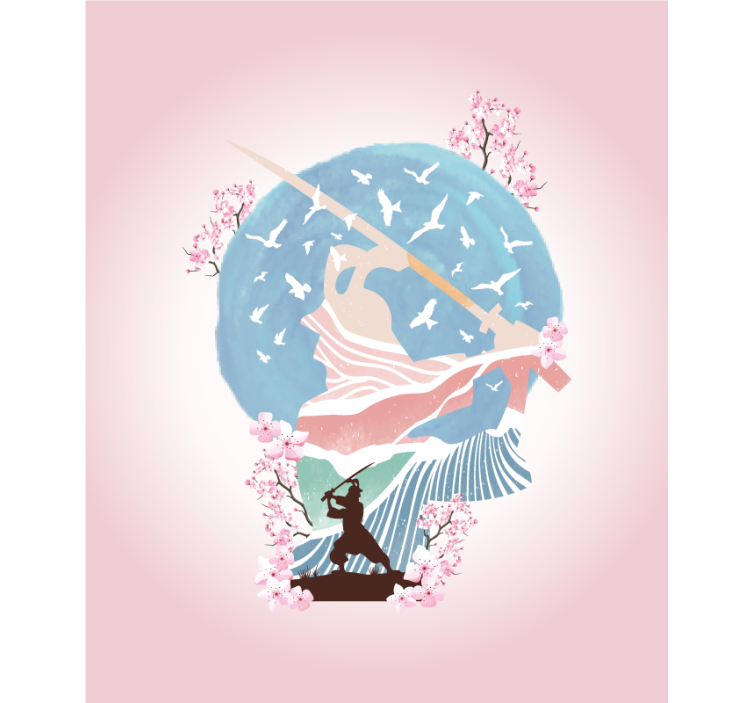 Elegant Samurai Silhouette art deco blind - TenStickers