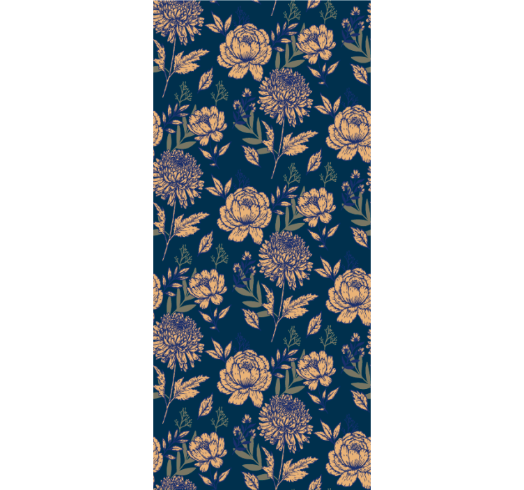 Navy elegant pattern floral roller blind - TenStickers