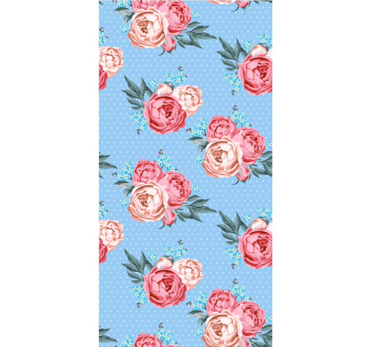 Blue blooming pink roses floral roller blind - TenStickers