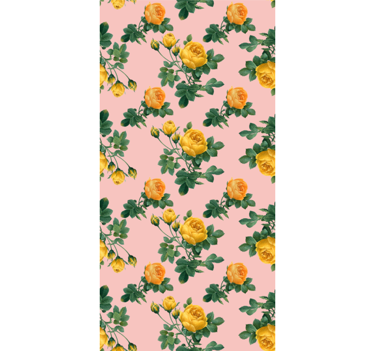 Yellow roses pattern dining room blind - TenStickers