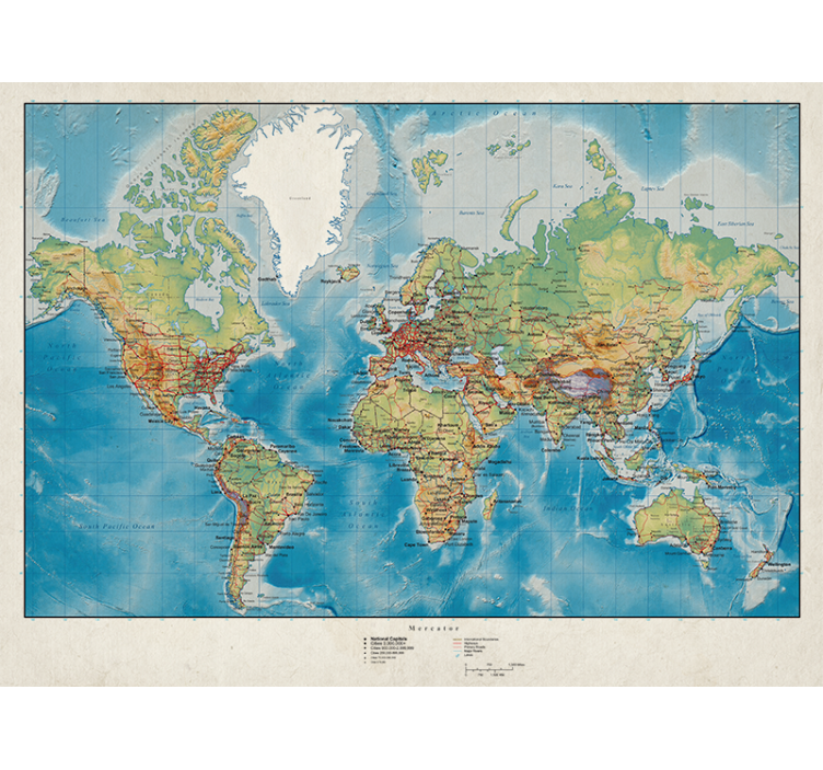 Mercator World map blind - TenStickers