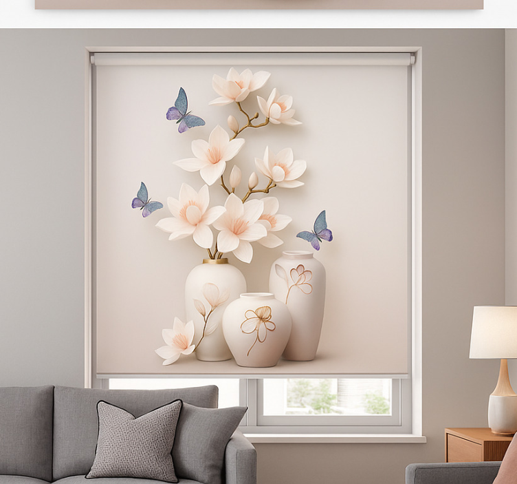 3D floral art living room blind - TenStickers