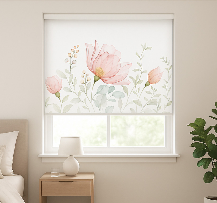 Abstract translucent florals master bedroom shades - TenStickers