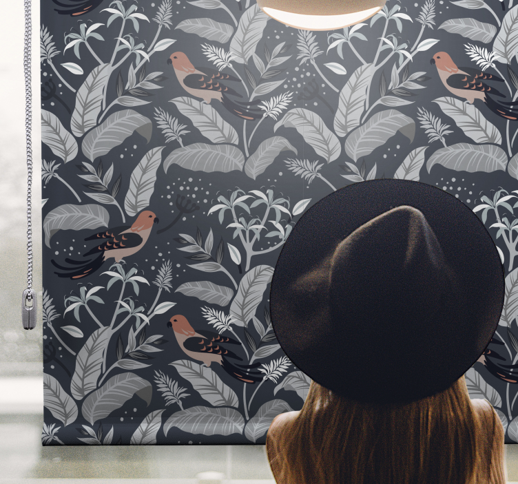 Bird Foliage Pattern blind flowers and plants - TenStickers