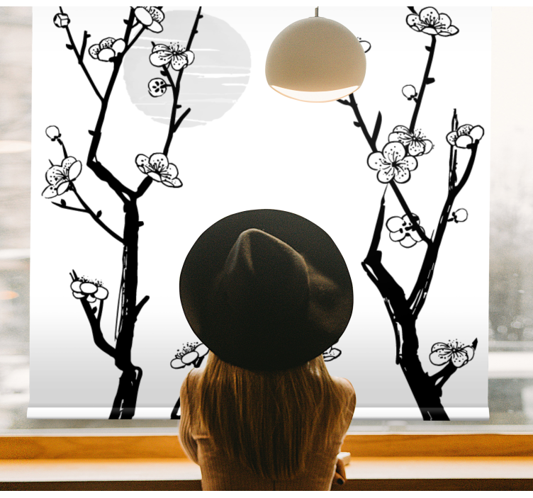 Blossoming Branches Silhouette blind flowers and plants - TenStickers