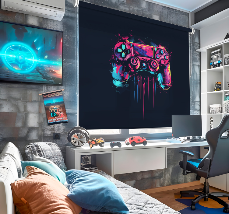 Blue and pink control Geek blind - TenStickers