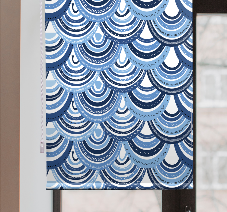 Blue wave patterns pattern roller blind - TenStickers