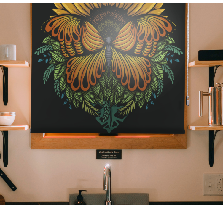 Sunflower motif butterflies blind - TenStickers
