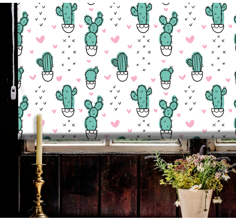Cactus blind with delightful heart design - TenStickers