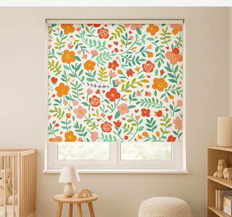 Cheerful stylized florals nursery roller blind - TenStickers