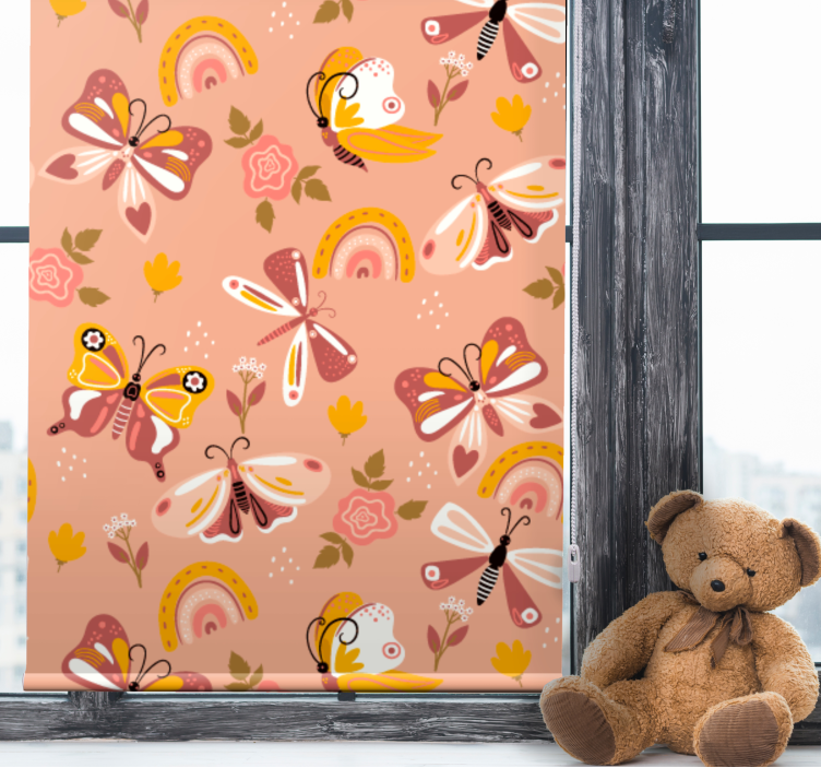 Pink fluttering pattern butterflies blind - TenStickers