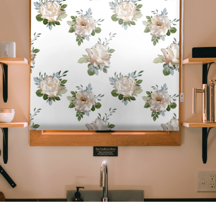 Cosmopolitan-style design floral roller blind - TenStickers