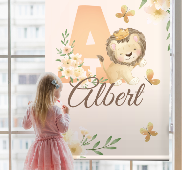 Baby lion with name and initial blind children - TenStickers