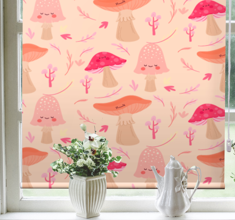 Pink ushroom patterns blind flowers and plants - TenStickers