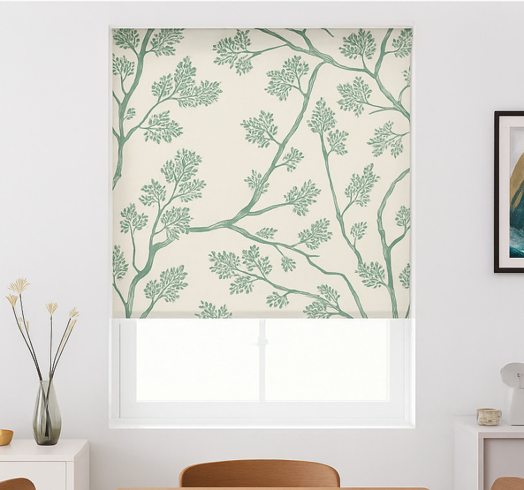 Dining room blind with green blooming spring tree - TenStickers