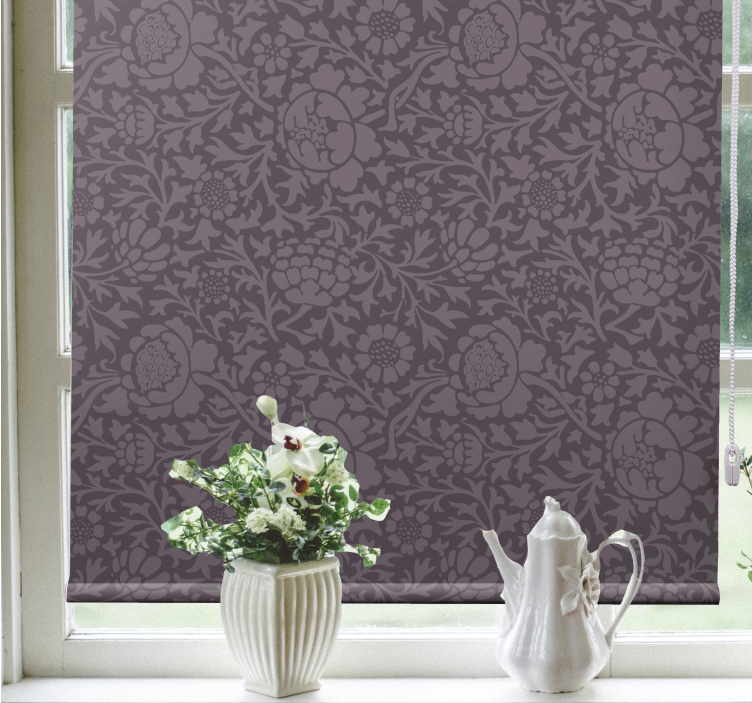 Elegant grey pattern floral roller blind - TenStickers