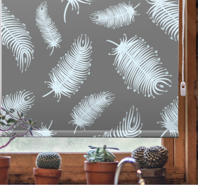 Feather pattern design blind grey - TenStickers
