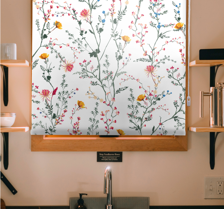Floral Bird Pattern blind flowers and plants - TenStickers