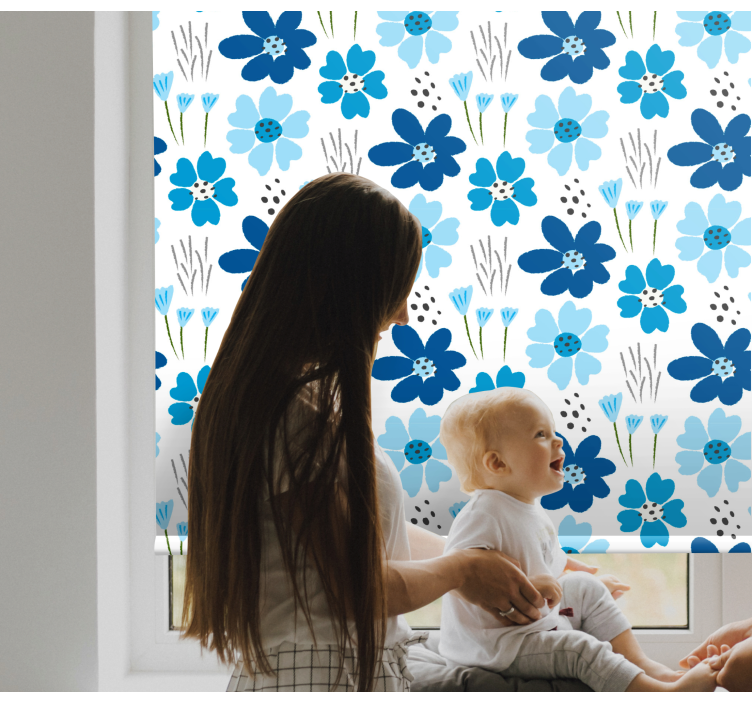 Blue simple pattern blind flowers and plants - TenStickers
