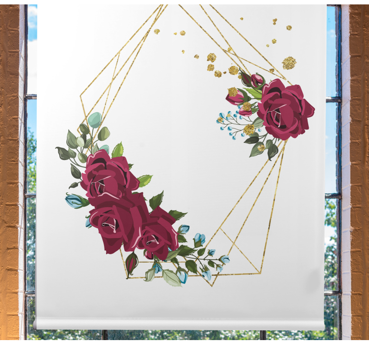 Floral golden geometric frame Flower blind - TenStickers