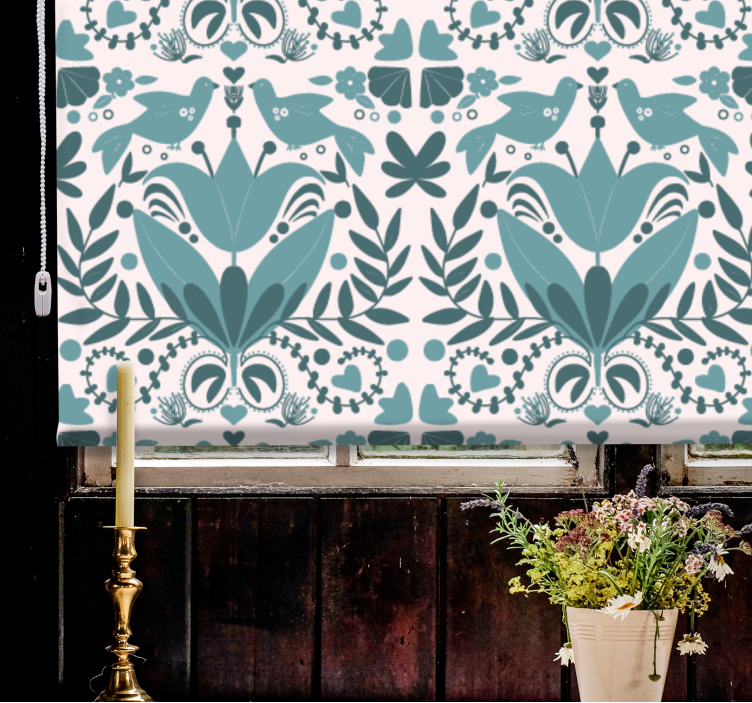 Pattern with Birds blind flowers and plants - TenStickers