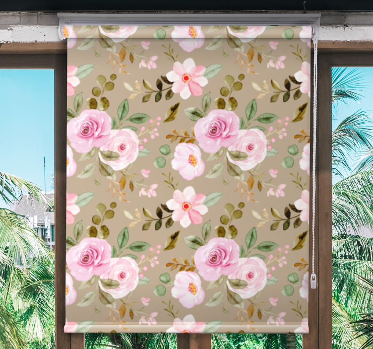 Floral roller blind in pink floral patterns - TenStickers