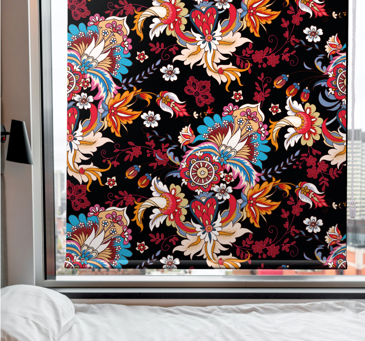 Floral roller blind with lively flower design - TenStickers