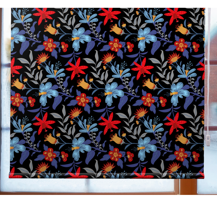 Flowerprint 'Tricot' Black Flower blind - TenStickers