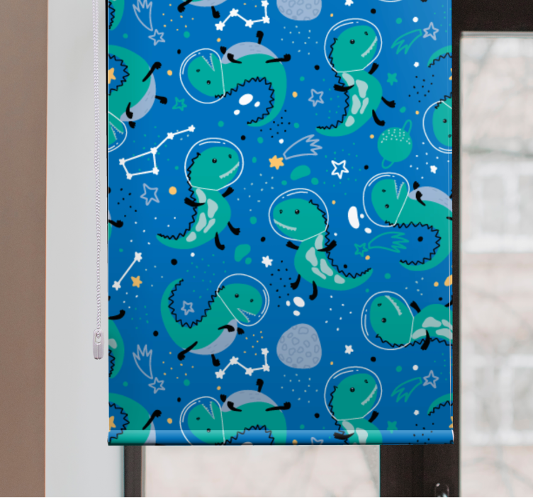 Funny dinos with planets Childrens blind - TenStickers