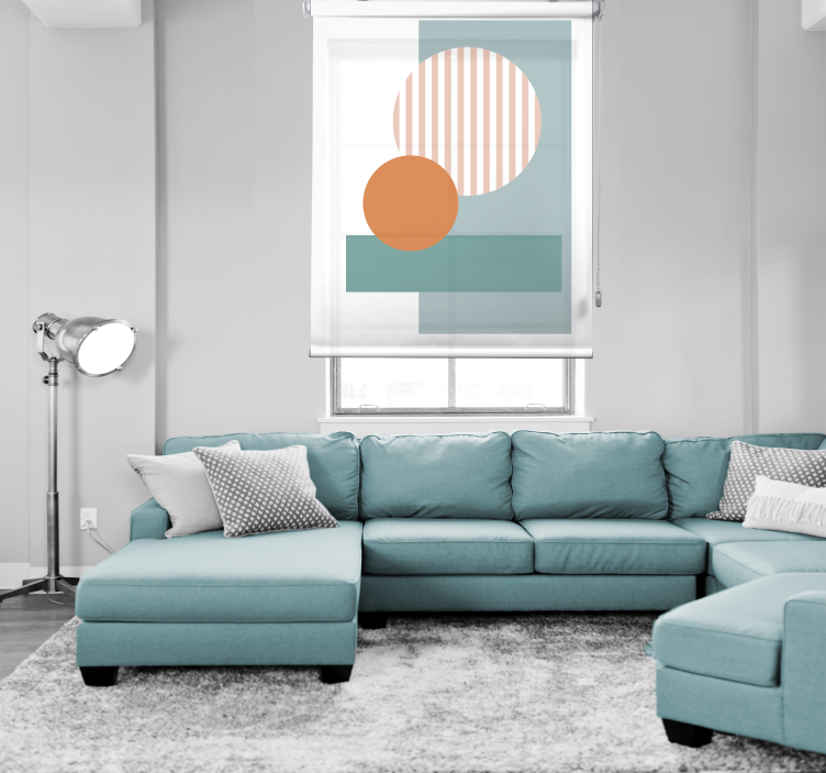 Blue abstract circles living room blind - TenStickers