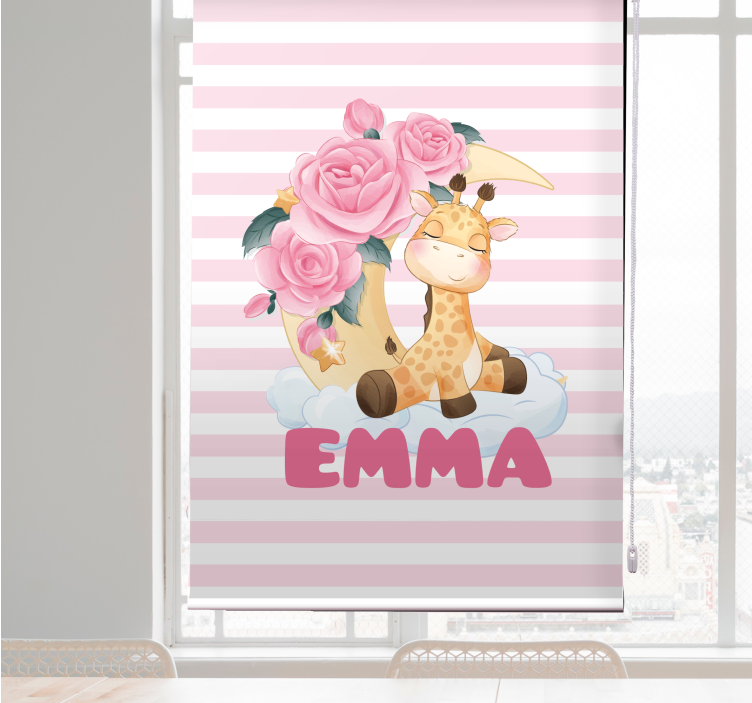 Giraffe with Roses customised roller blind - TenStickers