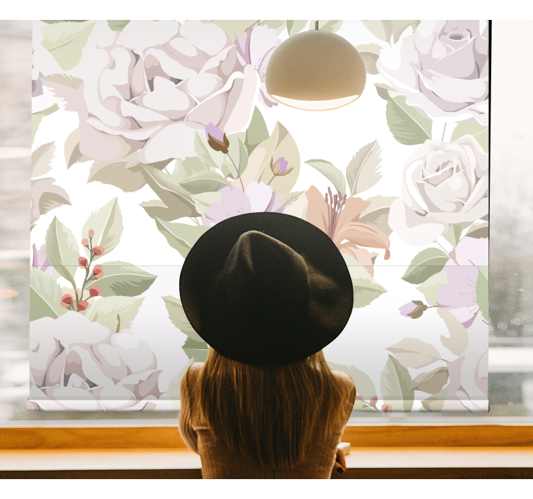 Graceful Botanical Composition floral roller blind - TenStickers