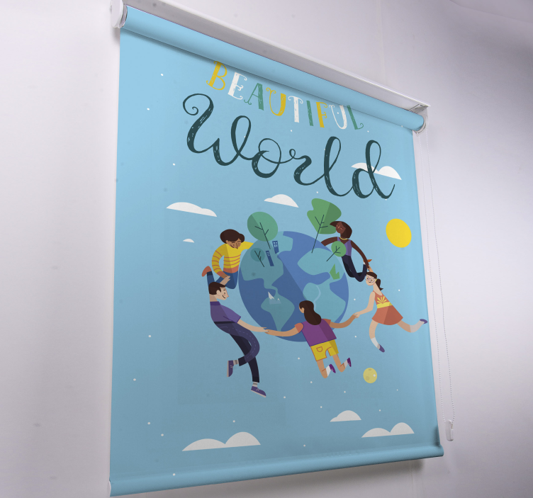 Harmonious Globe Illustration world map roller blind - TenStickers