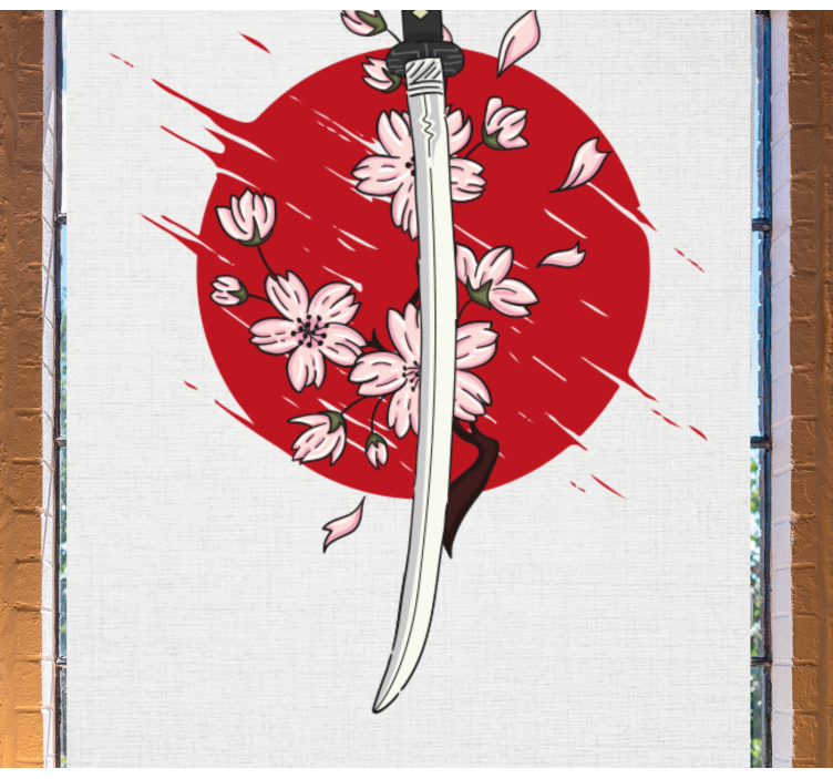 Japanese sword and sakura Original roller blind - TenStickers