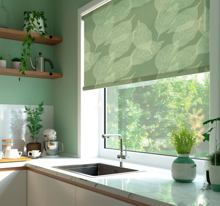 Large leaf pattern Green blind - TenStickers
