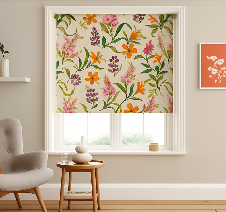 Lush floral pattern living room blind - TenStickers