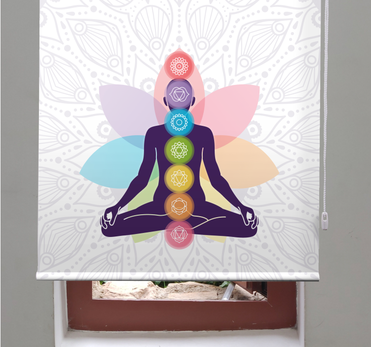 Meditating figure with chakras zen blind - TenStickers