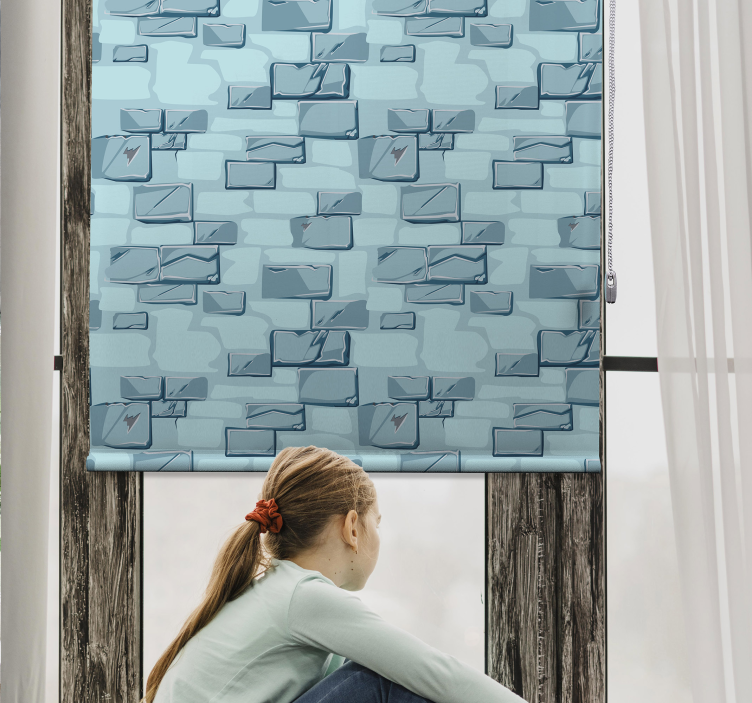 Blue Stone Bricks pattern roller blind - TenStickers