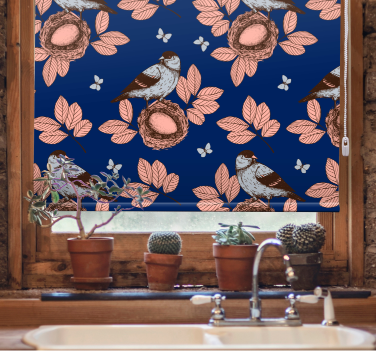 Nesting Birds and Leaves blind flowers and plants - TenStickers